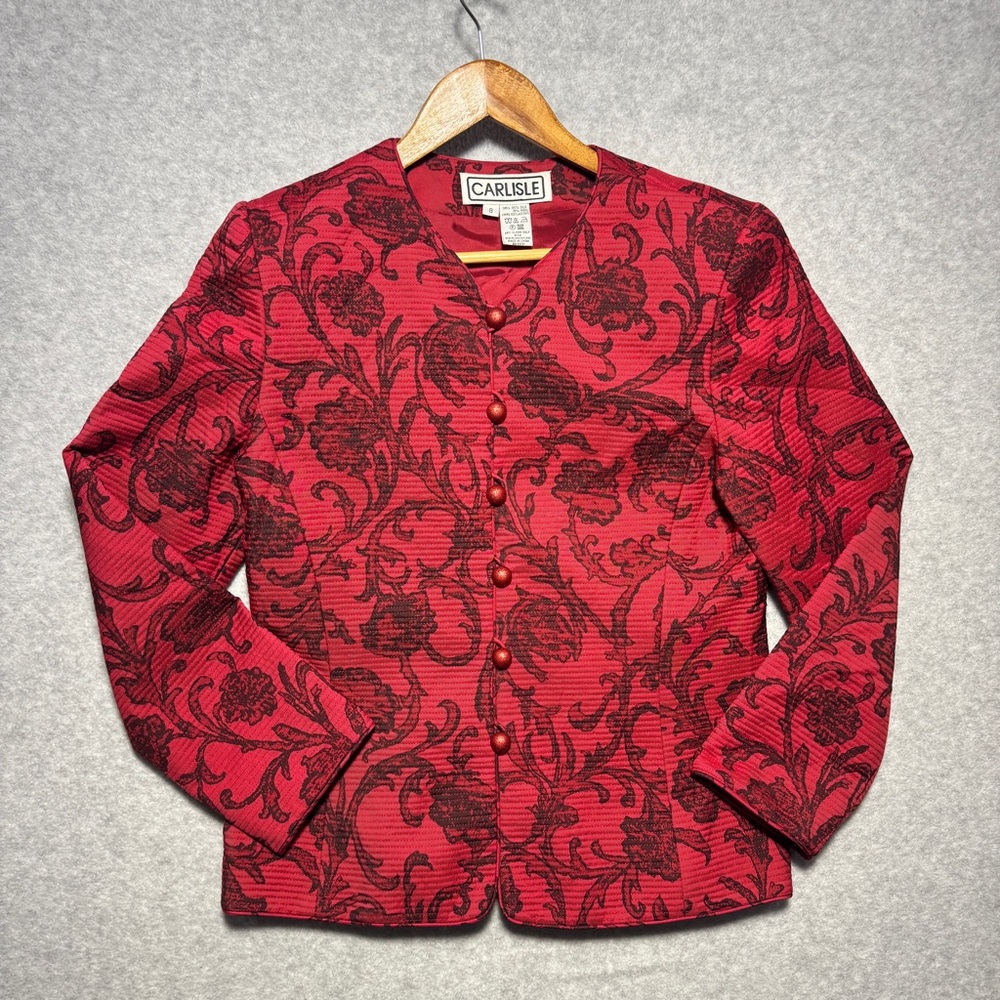 Vintage Silk‎ & Wool Carlisle Crimson and Ebony Patterned Blazer